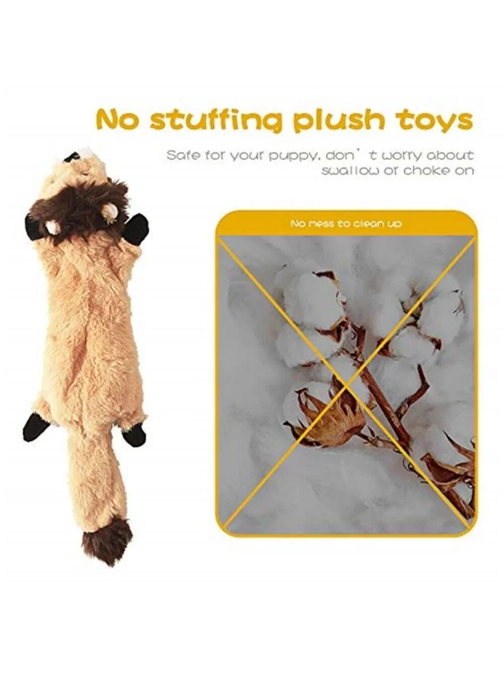 Dog Squeak Toys, No Stuffing Plush Dogs Chew Toy Bundle for Small Medium Large